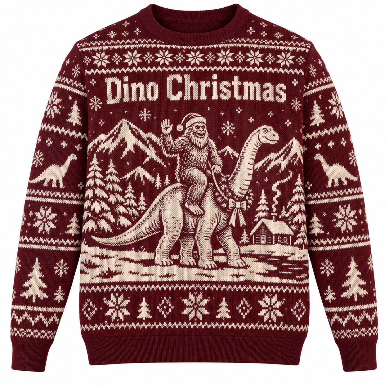 [popular-sweater:PX-25-04:front] Dino Christmas Ugly Christmas Sweatshirt - Front view