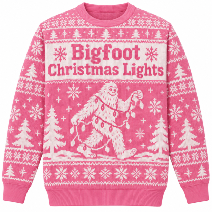[popular-sweater:PX-25-06:front] Bigfoot Christmas Lights Ugly Christmas Sweatshirt - Front view