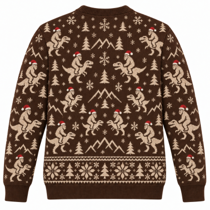 [popular-sweater:PX-25-07:back] Squatchin Through The Snow Ugly Christmas Sweatshirt - Back view
