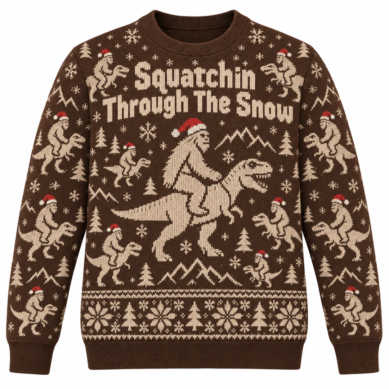 [popular-sweater:PX-25-07:front] Squatchin Through The Snow Ugly Christmas Sweatshirt - Front view