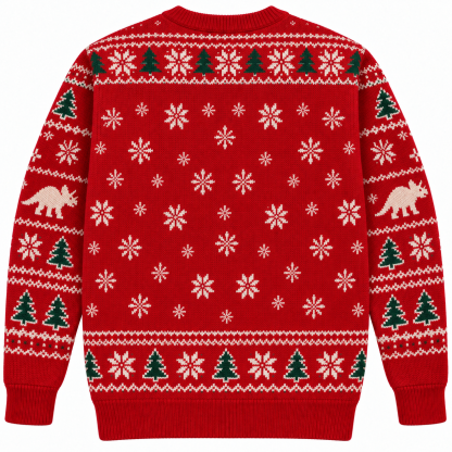 [popular-sweater:PX-25-09:back] Triceratops Christmas Ugly Christmas Sweatshirt - Back view