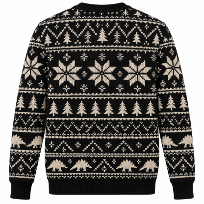 [popular-sweater:PX-25-10:back] Stegosaurus Christmas Lights Ugly Christmas Sweatshirt - Back view