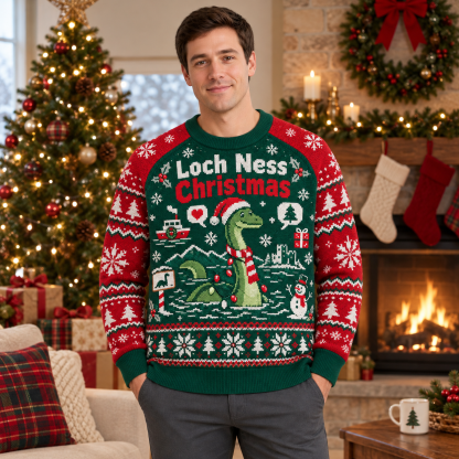 [popular-sweater:PX-25-13:male] Loch Ness Christmas Ugly Christmas Sweatshirt - Male view