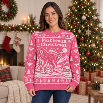 [popular-sweater:PX-25-14:female] Mothman Christmas Ugly Christmas Sweatshirt - Female view