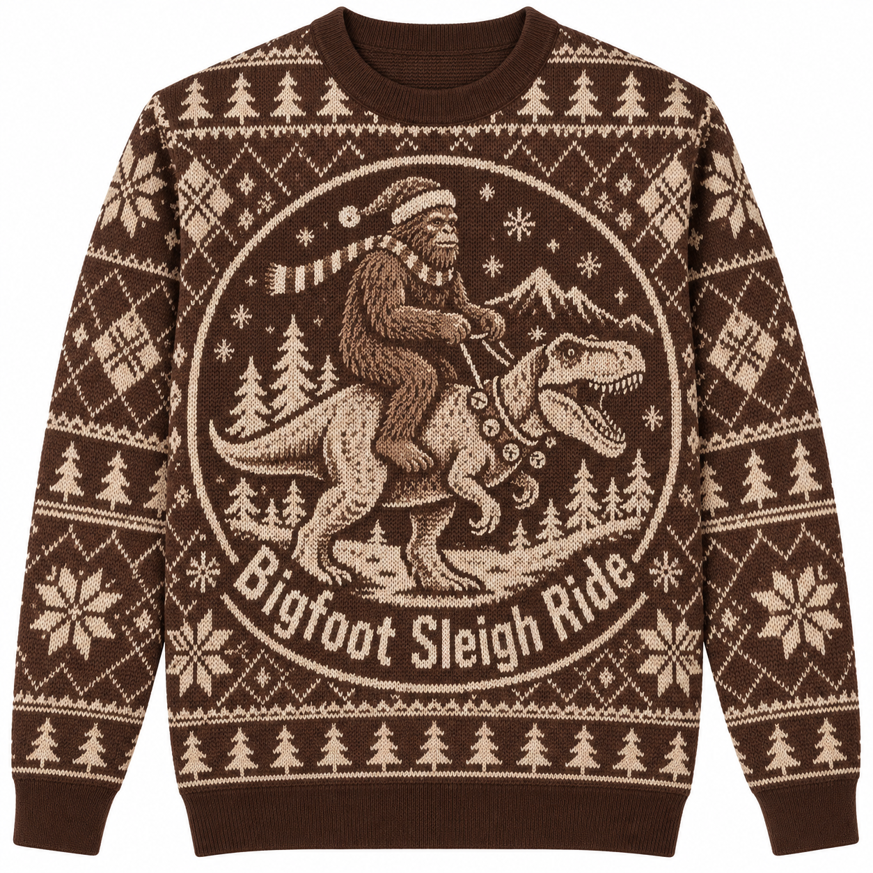 [popular-sweater:PX-25-15:front] Bigfoot Sleigh Ride Ugly Christmas Sweatshirt - Front view