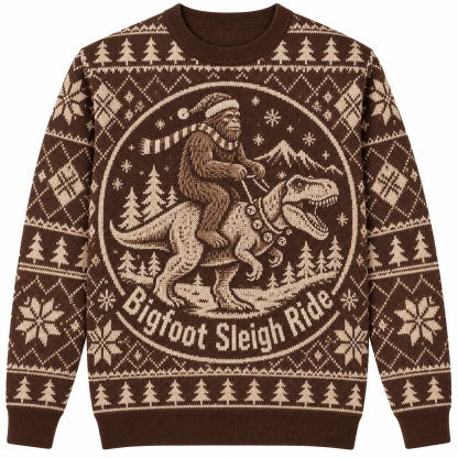 [popular-sweater:PX-25-15:front] Bigfoot Sleigh Ride Ugly Christmas Sweatshirt - Front view