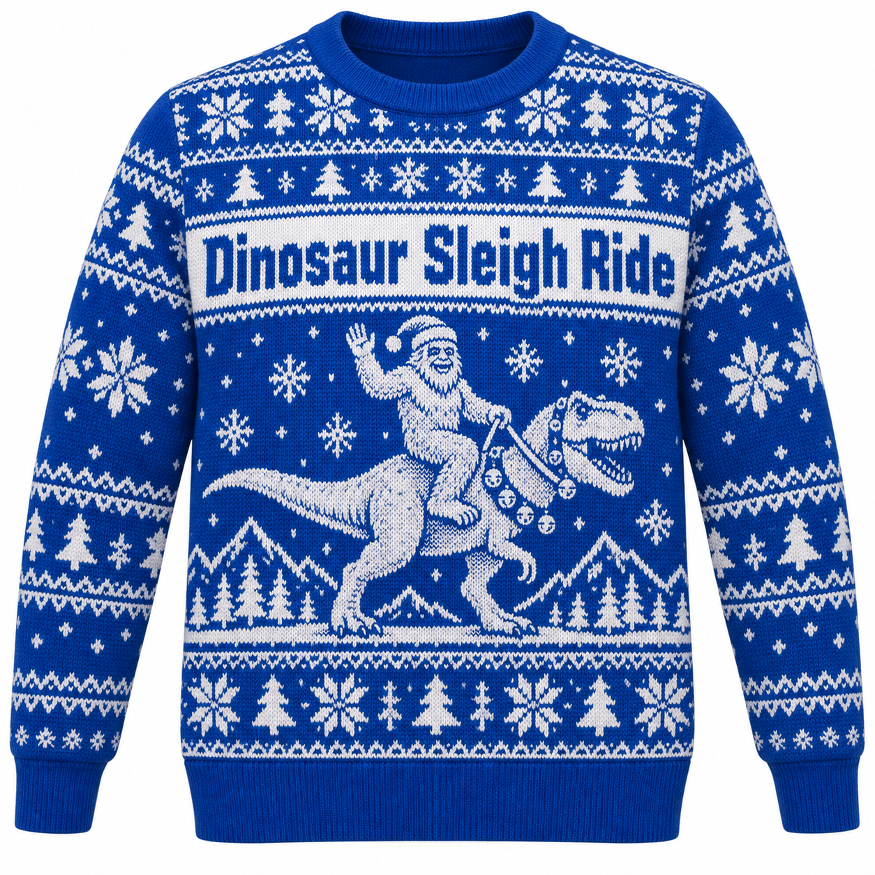 [popular-sweater:PX-25-16:front] Dinosaur Sleigh Ride Ugly Christmas Sweatshirt - Front view