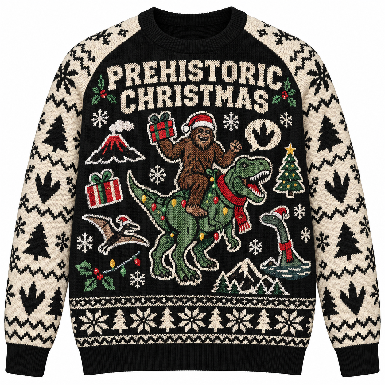 [popular-sweater:PX-25-18:front] Prehistoric Christmas Ugly Christmas Sweatshirt - Front view