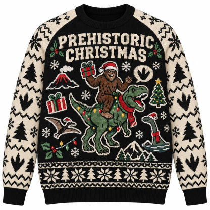 [popular-sweater:PX-25-18:front] Prehistoric Christmas Ugly Christmas Sweatshirt - Front view