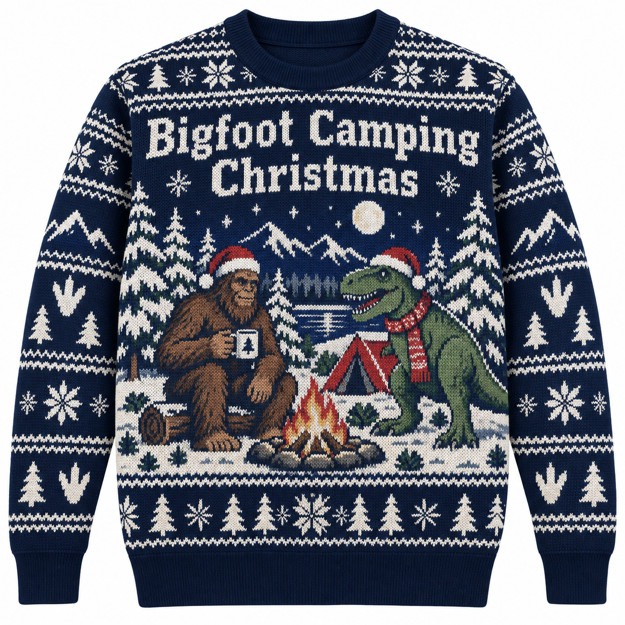[popular-sweater:PX-25-19:front] Bigfoot Camping Christmas Ugly Christmas Sweatshirt - Front view