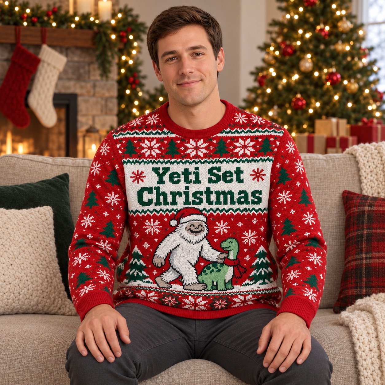 [popular-sweater:PX-25-21:male] Yeti Set Christmas Ugly Christmas Sweatshirt - Male view