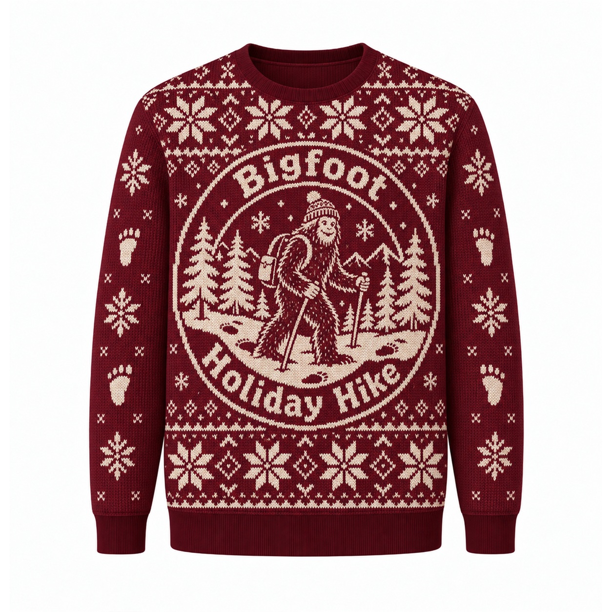 [popular-sweater:PX-25-24:front] Bigfoot Holiday Hike Ugly Christmas Sweatshirt - Front view