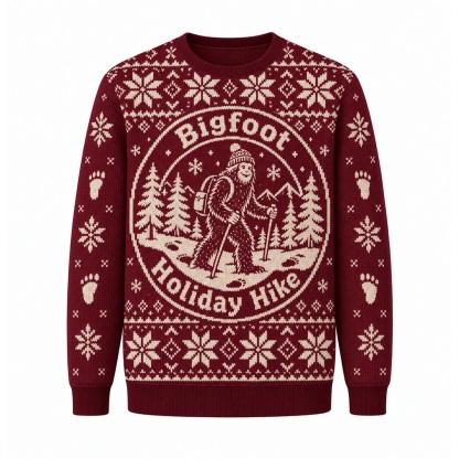 [popular-sweater:PX-25-24:front] Bigfoot Holiday Hike Ugly Christmas Sweatshirt - Front view