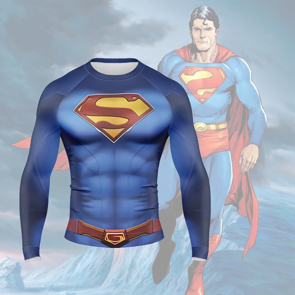 Superman Clark Lois Blue Long Sleeve Compression Shirt