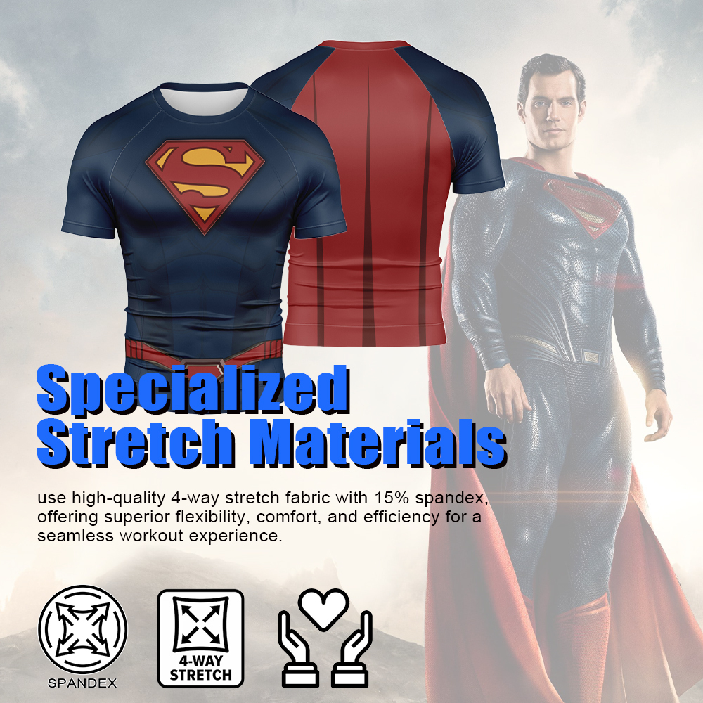 Superman Lois Clark Kent Kal El Short Sleeve Compression Shirt