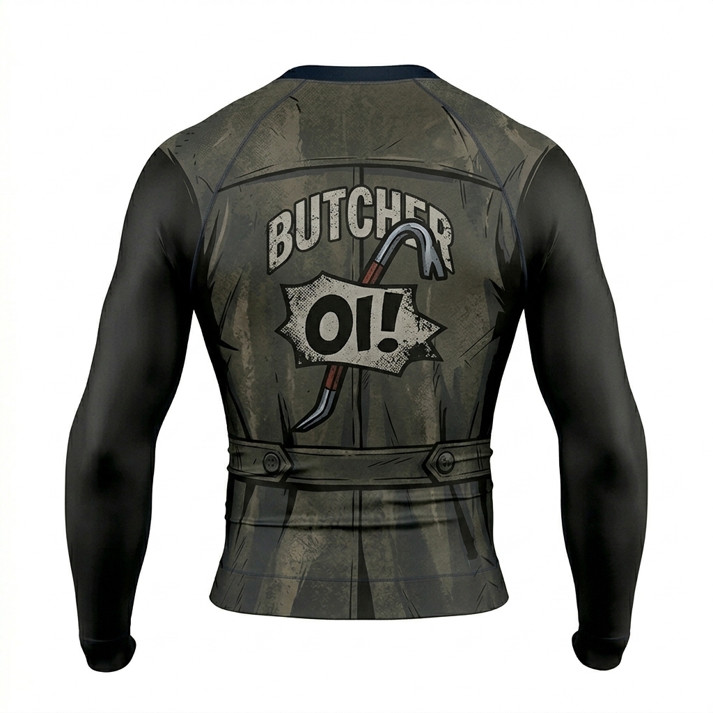 William Butcher THE BOYS Billy Butcher Superhero Mecha Core Geometric Lines Black And Grey Long Sleeve Compression Shirt