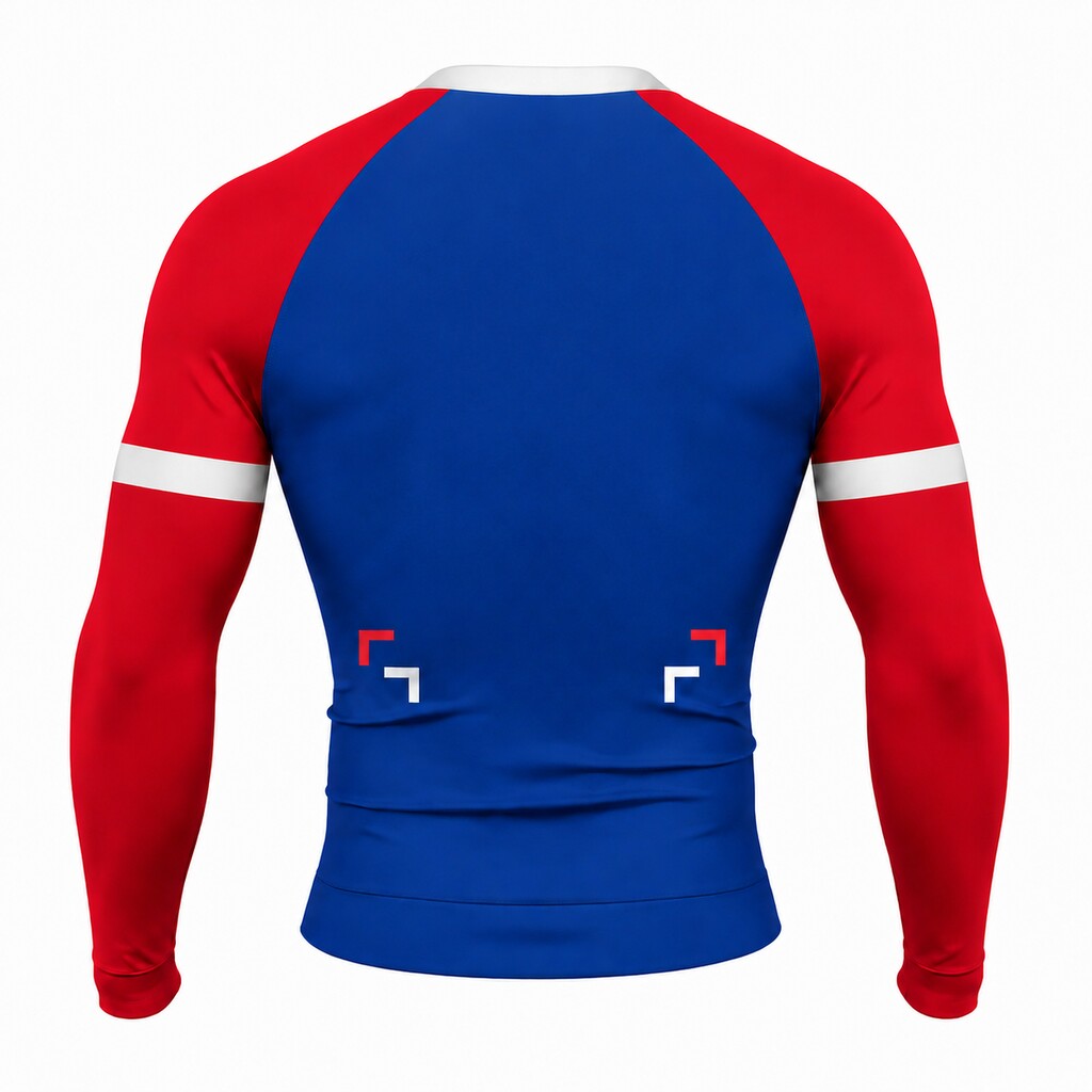 Pearl Outfield Portal Blue Customizable Long Sleeve Compression Shirt back customization preview