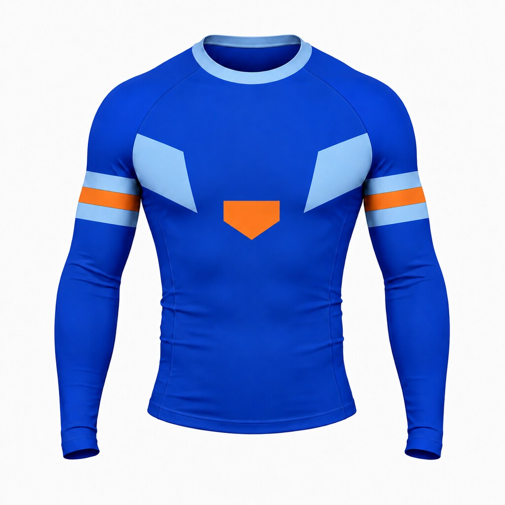 Sky Baseline Wing Crest Royal Blue Customizable Long Sleeve Compression Shirt front customization preview