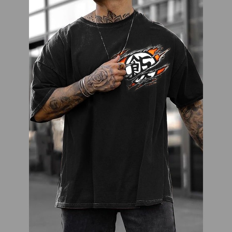 Dragon Ball Logo Black Oversized Anime T-Shirt