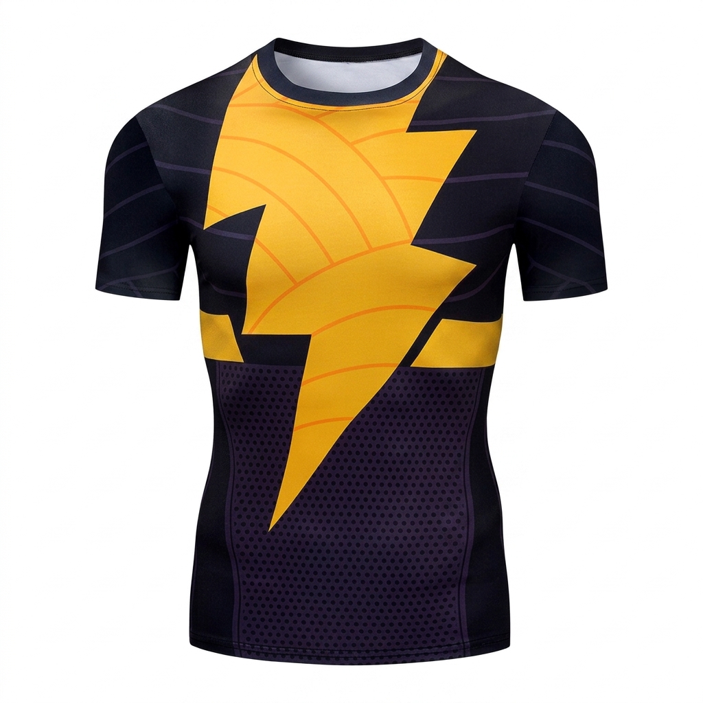 Adam Comic Orange Yellow Short Sleeve Compression Shirt