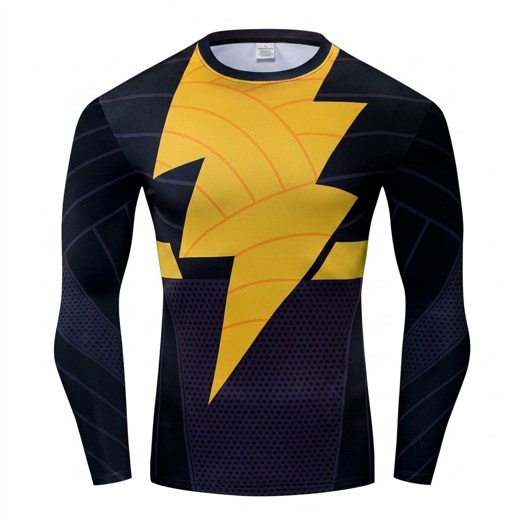 Adam Comic Yellow Orange Long Sleeve Compression Shirt