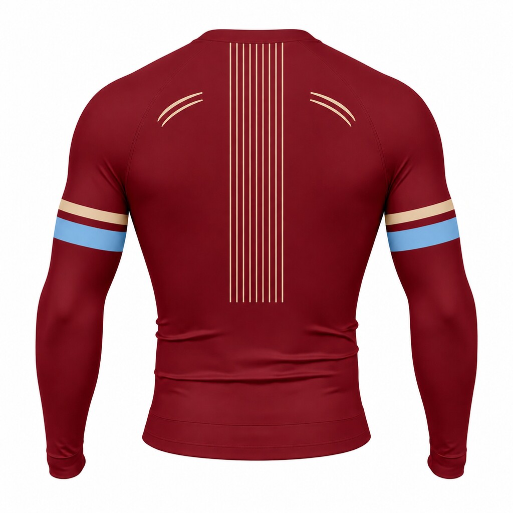Refined Red Customizable Long Sleeve Compression Shirt back customization preview