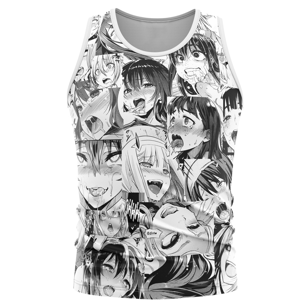 Ahegao Manga Collage Sleeveless Compression Shirt