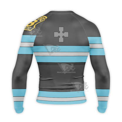 Akitaru Fire Force Blue Long Sleeve Compression Shirt
