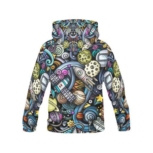 Alien Ufo Psychedelic Pattern Print Men Full Size Hoodie