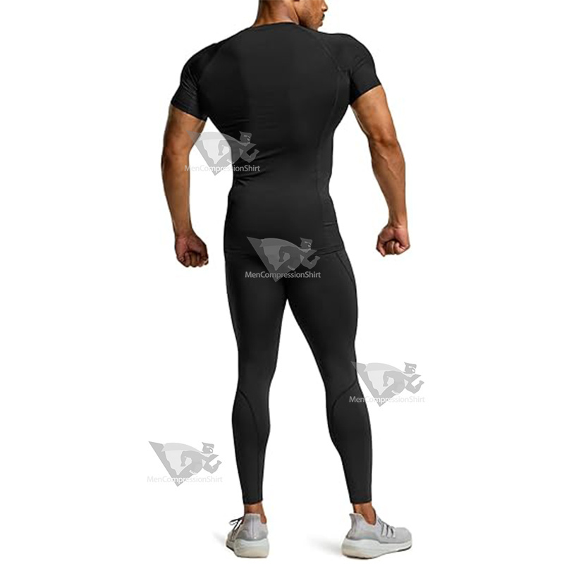 All Black Mens Compression Shirt Set