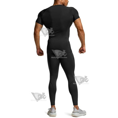 All Black Mens Compression Shirt Set