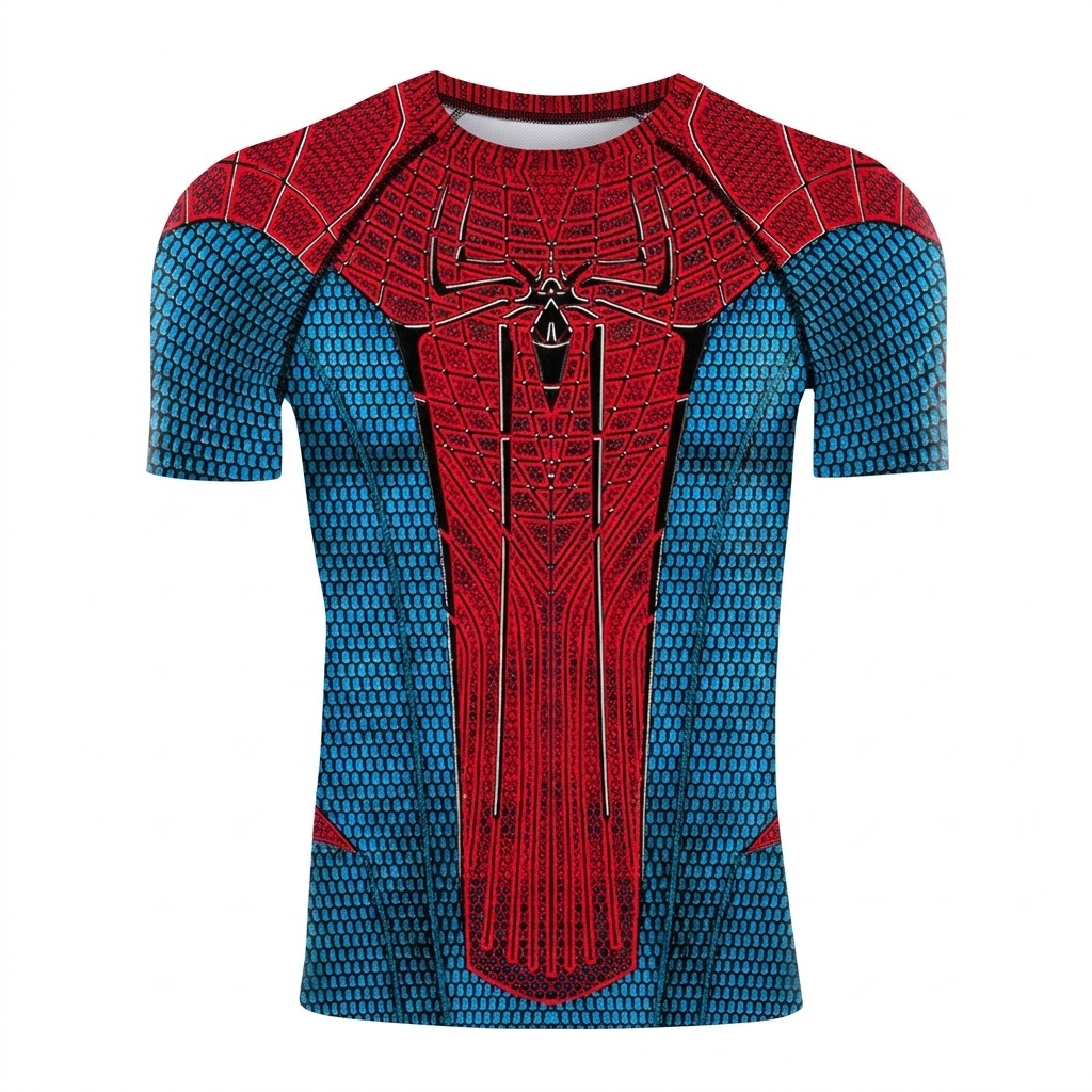 Amazing Spider Man Mk2 Blue Red Short Sleeve Compression Shirt