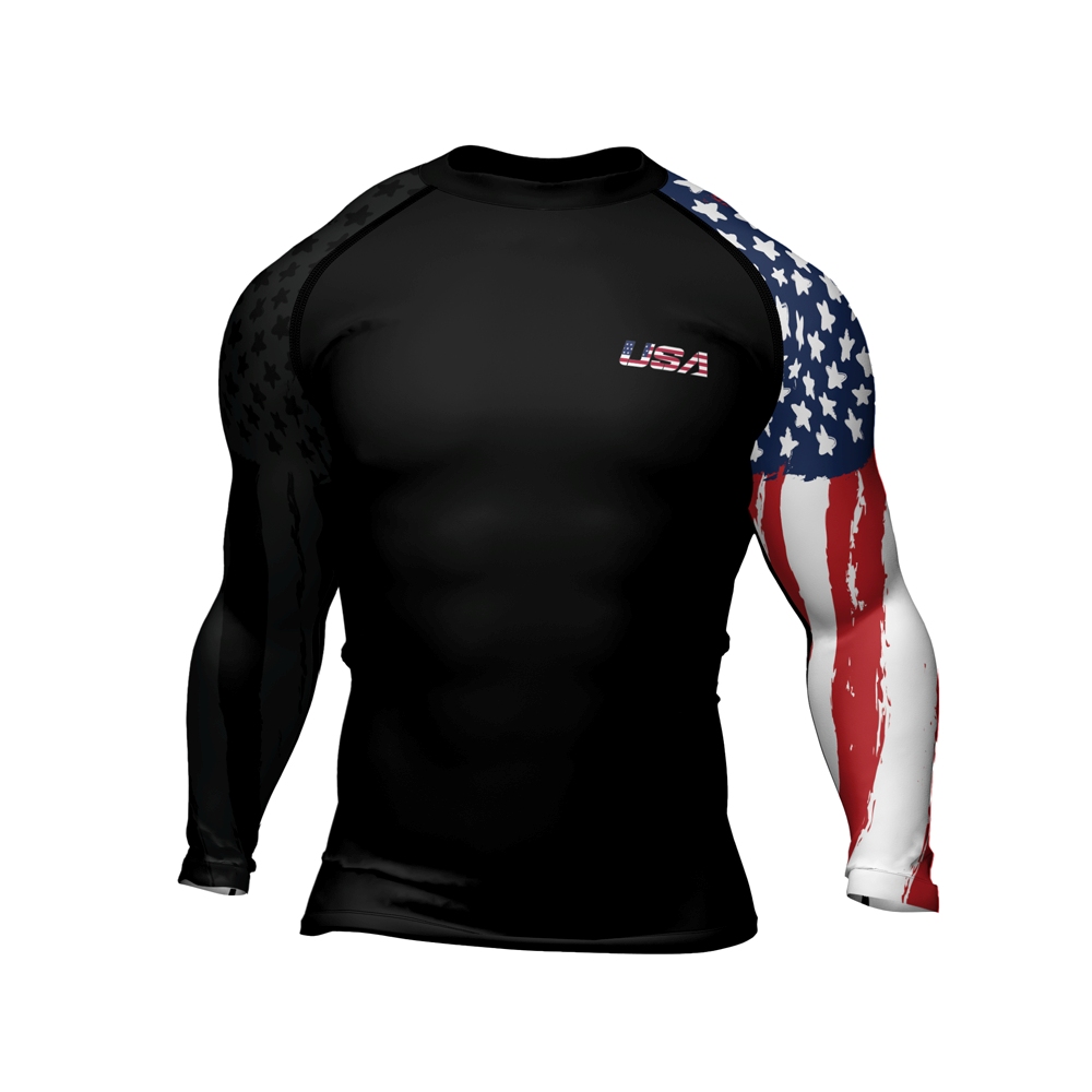 American Flag Mens Long Sleeve Compression Shirt