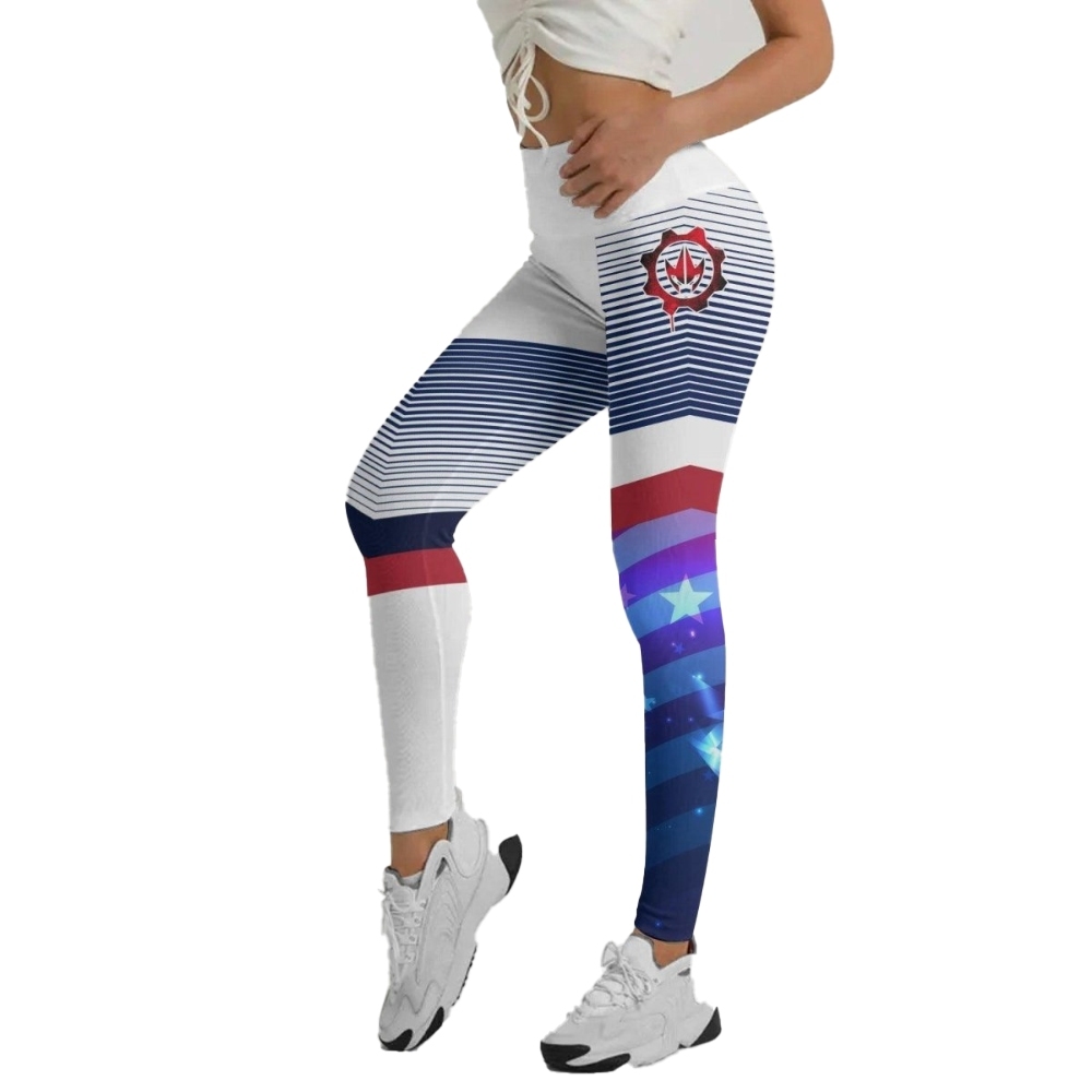 American Flag White Women Compression Legging