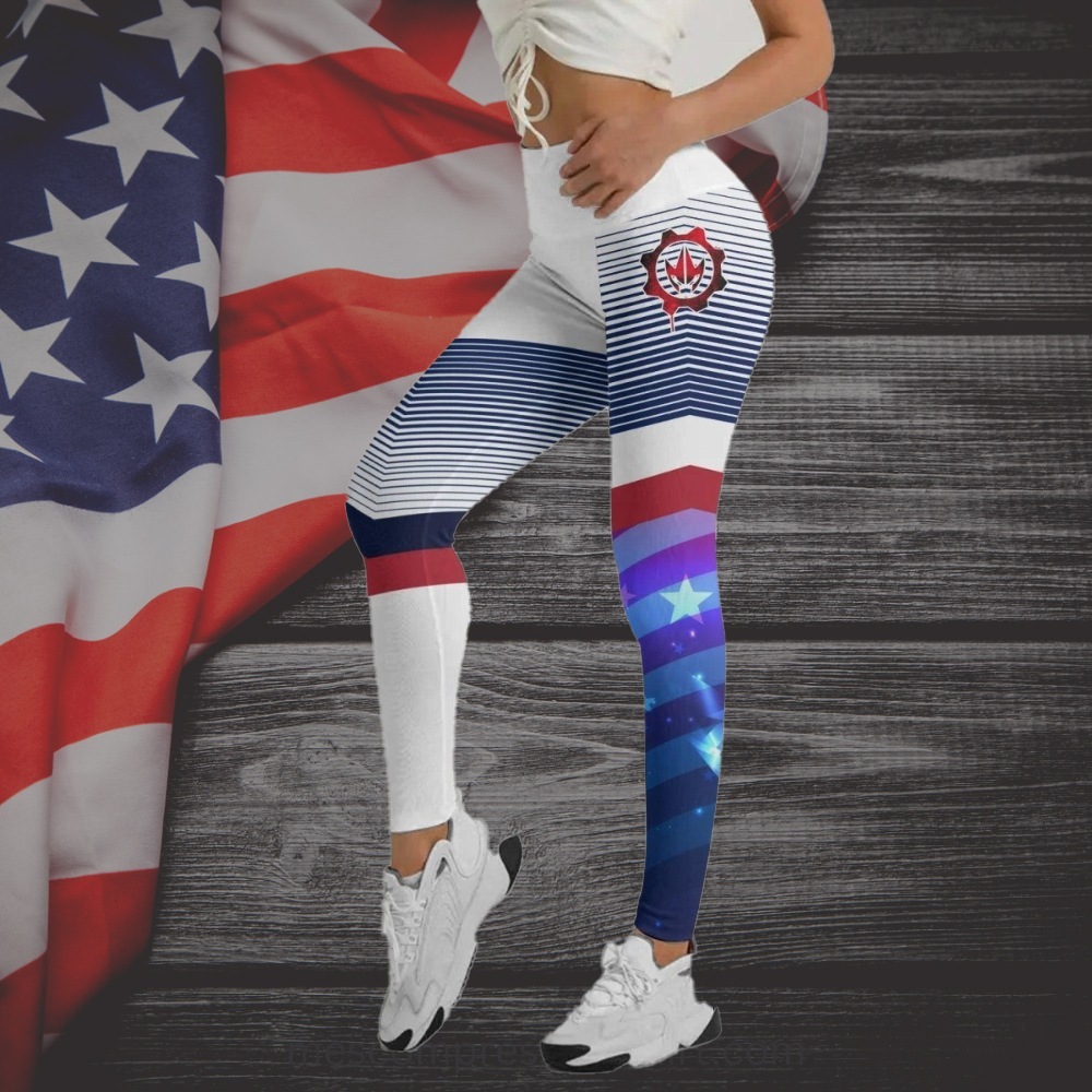 American Flag White Women Compression Legging