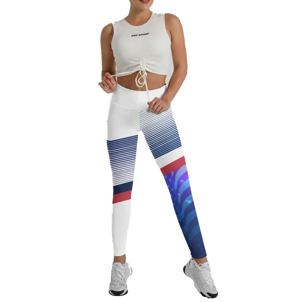 American Flag White Women Compression Legging