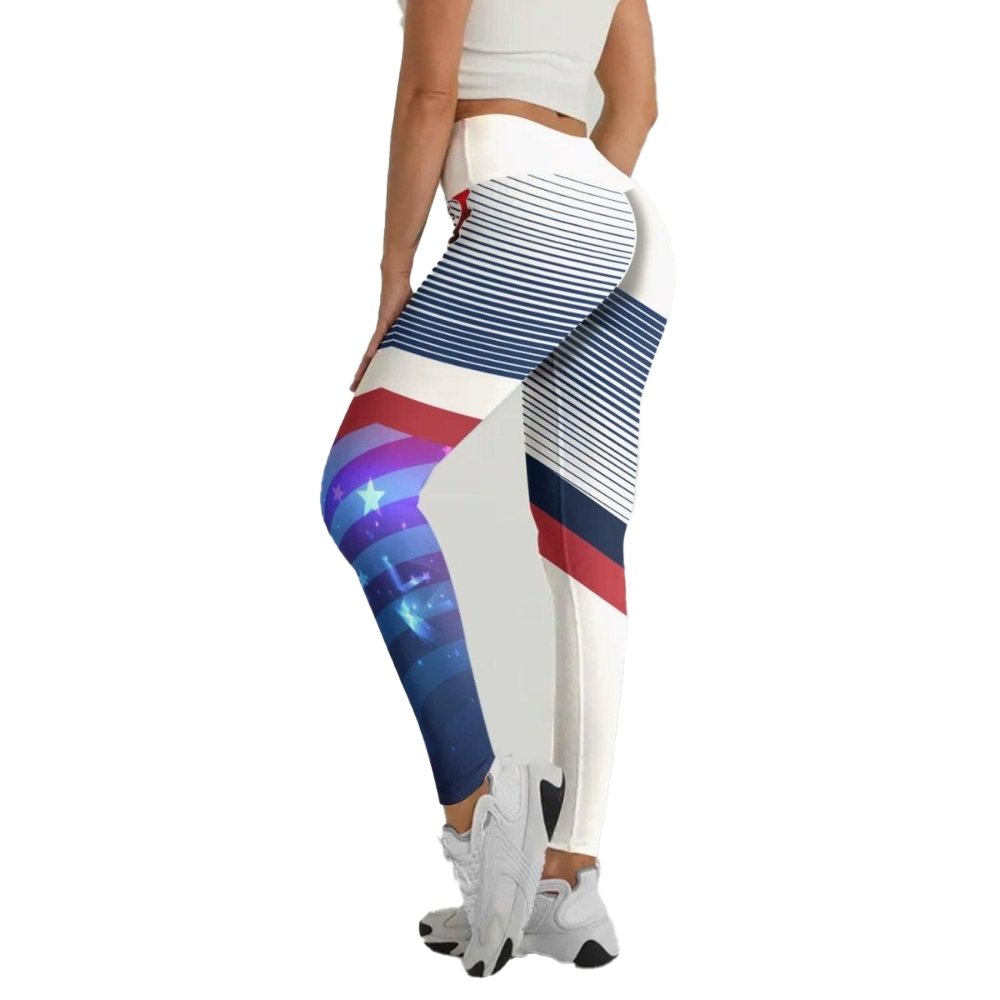 American Flag White Women Compression Legging