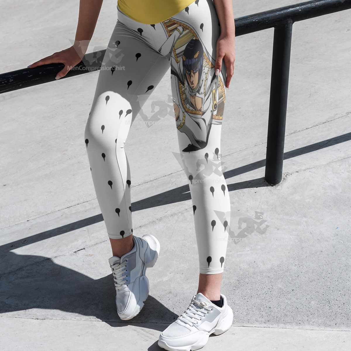 Anime Bizarre Bruno Bucciarati White Women Compression Legging-MensCompressionShirt