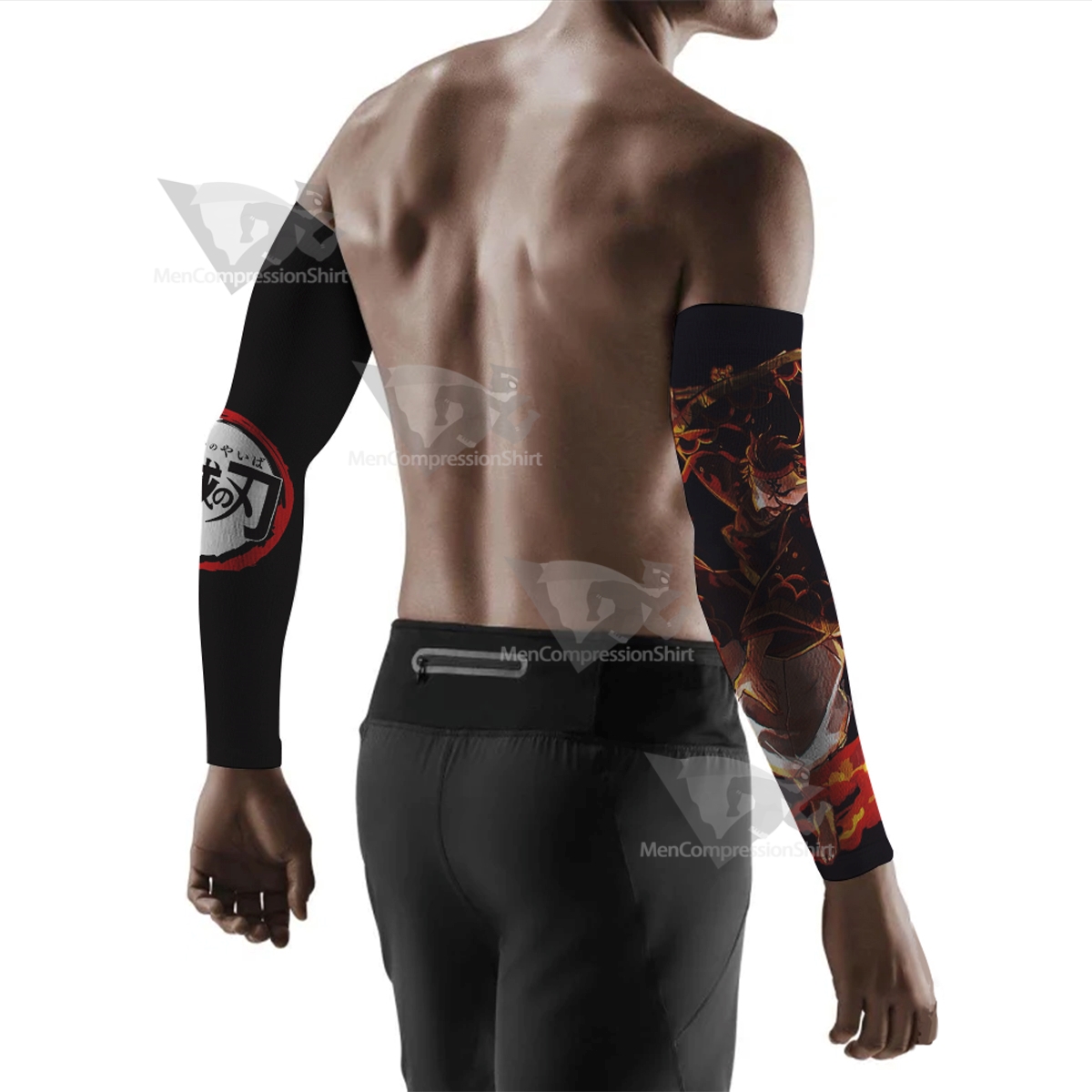 Anime Demon Slayer Tanjiro Black Compression Arm Sleeve