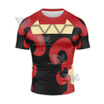 Anime Demon Slayer Tanjiro Black Short Sleeve Compression Shirt