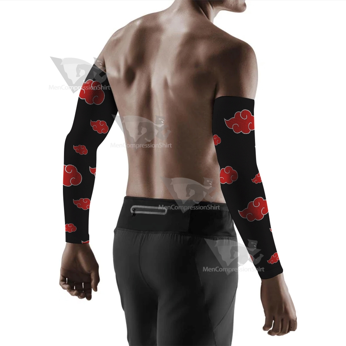 Anime Red Cloud Black Compression Arm Sleeve