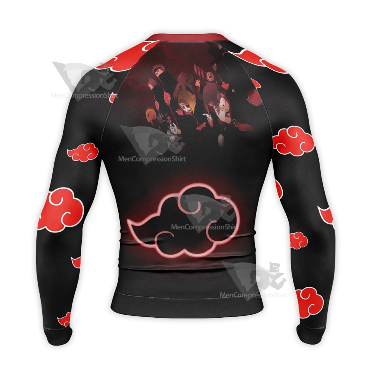 Anime Red Cloud Black Long Sleeve Compression Shirt