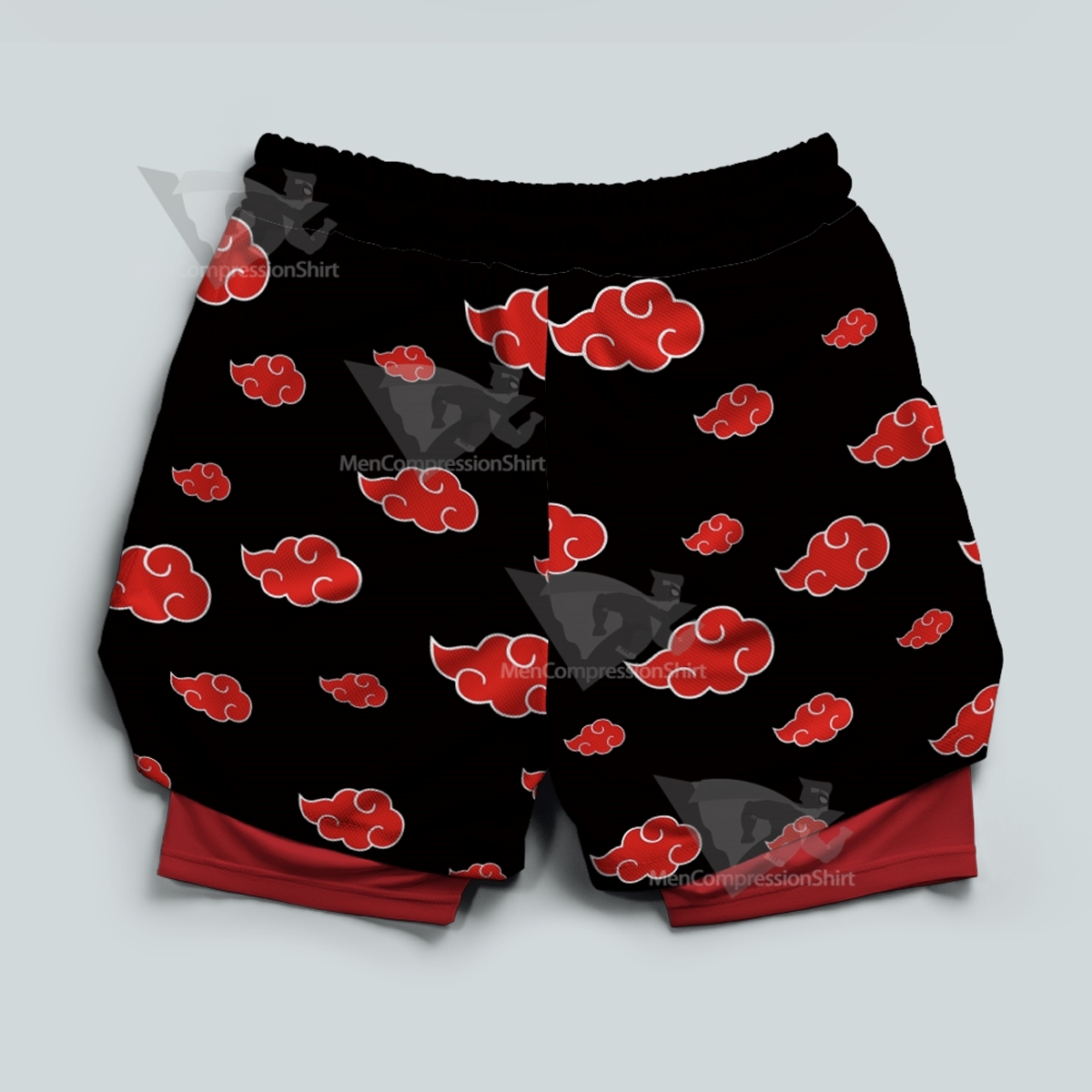 Anime Red Cloud Black Men Compression Gym Short