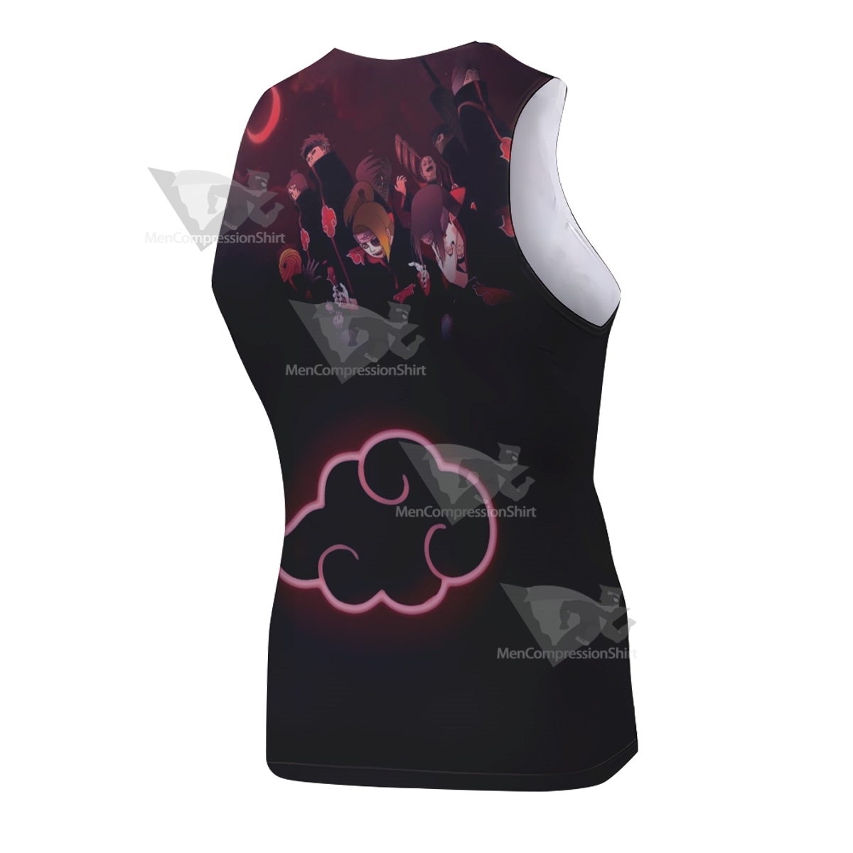 Anime Red Cloud Black Sleeveless Compression Shirt