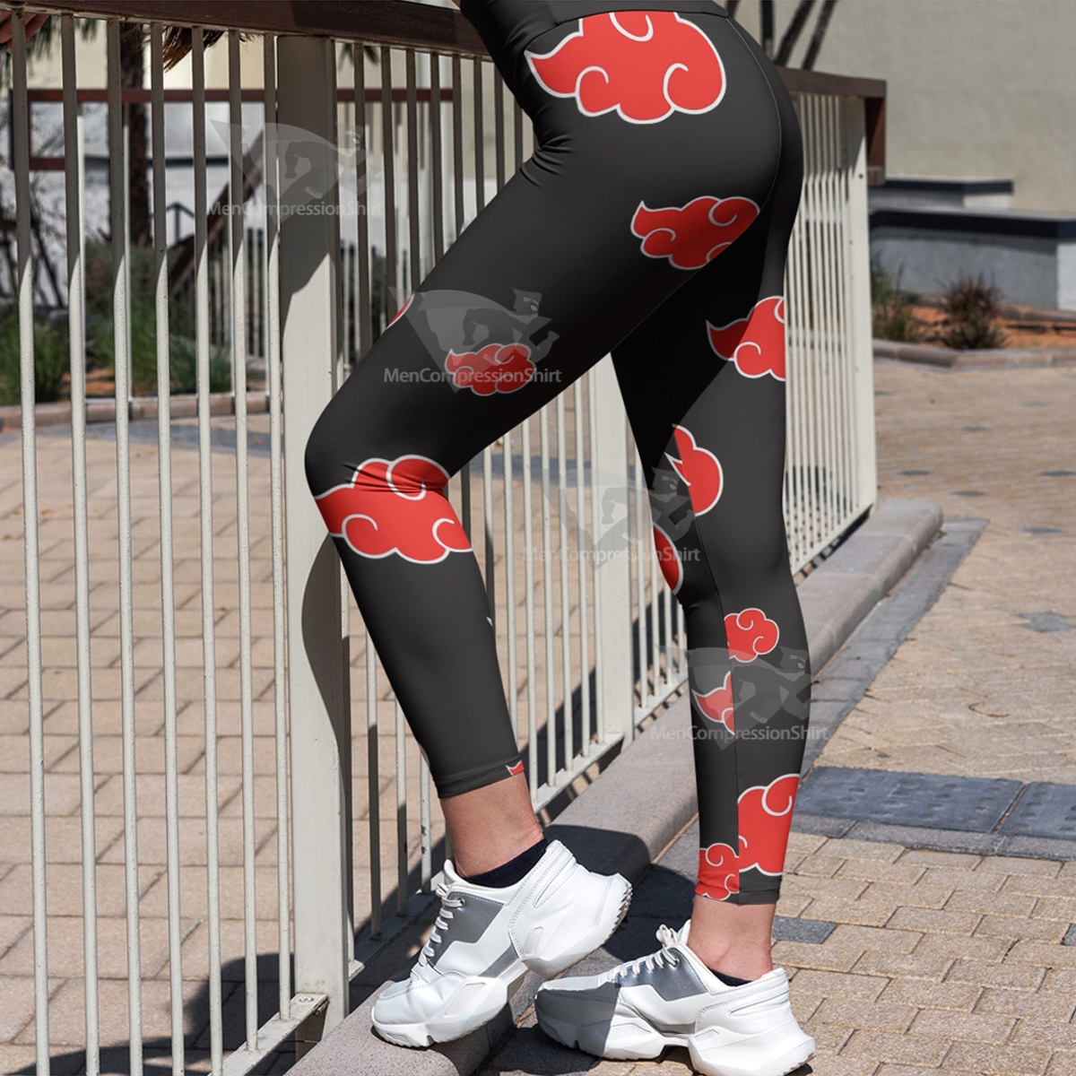 Anime Red Cloud Black Women Compression Legging-MensCompressionShirt