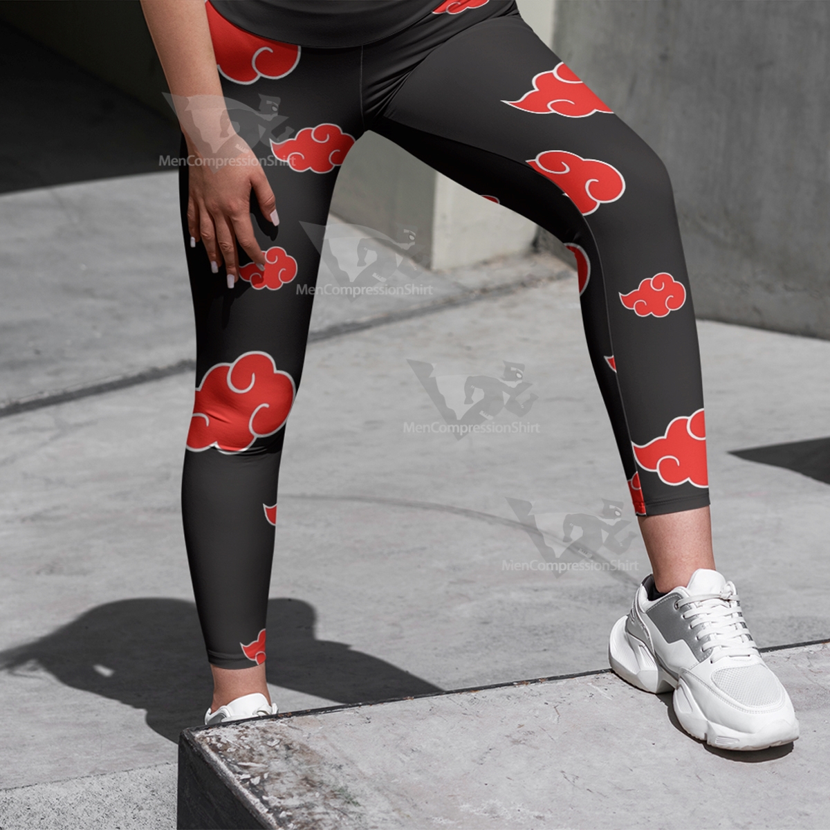 Anime Red Cloud Black Women Compression Legging-MensCompressionShirt