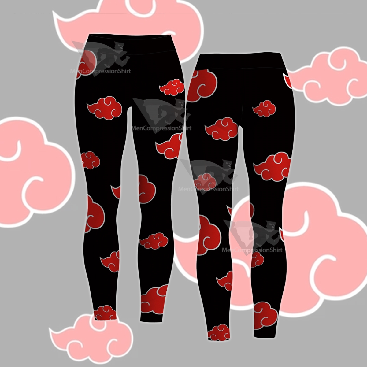 Anime Red Cloud Black Women Compression Legging-MensCompressionShirt