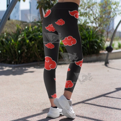Anime Red Cloud Black Women Compression Legging-MensCompressionShirt