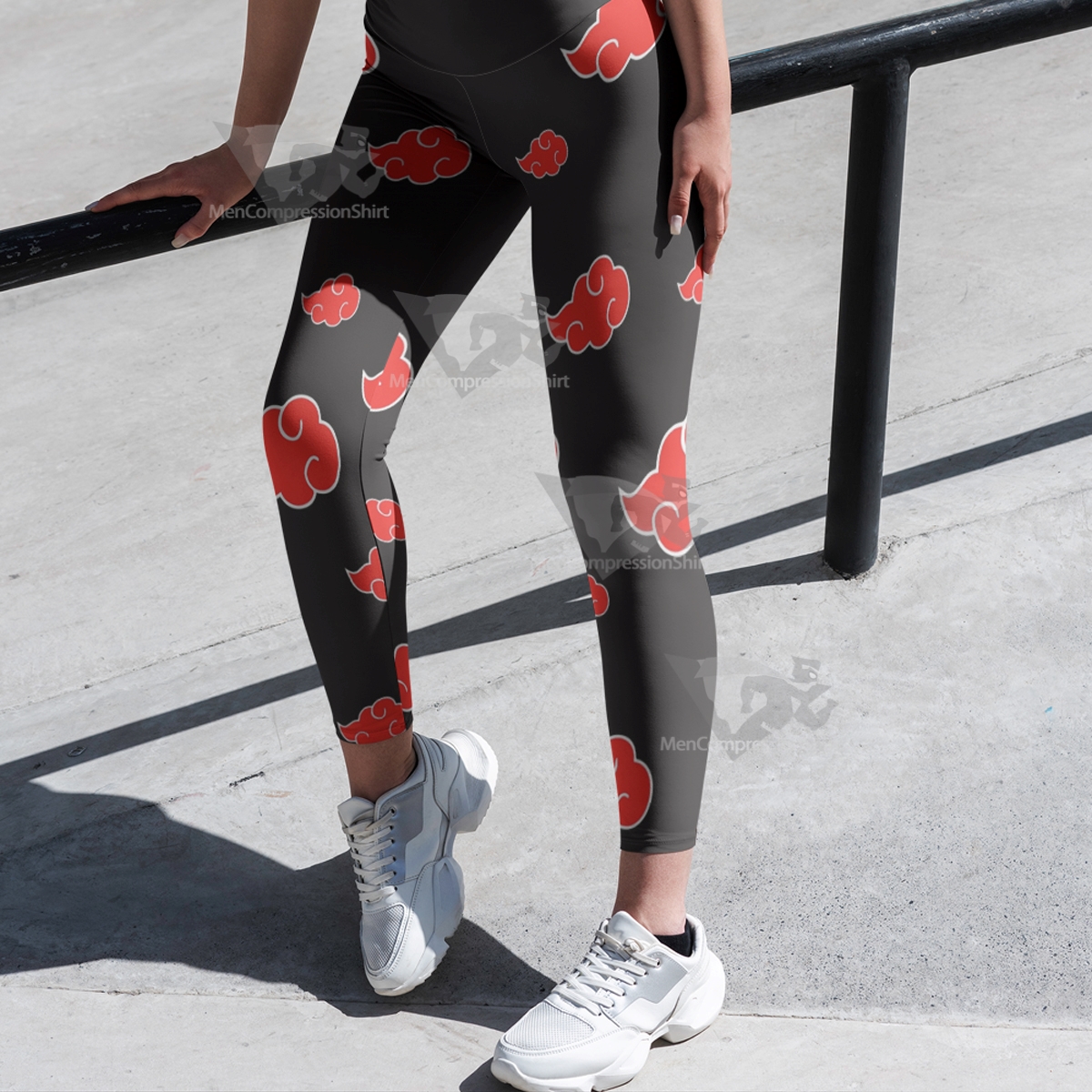 Anime Red Cloud Black Women Compression Legging-MensCompressionShirt