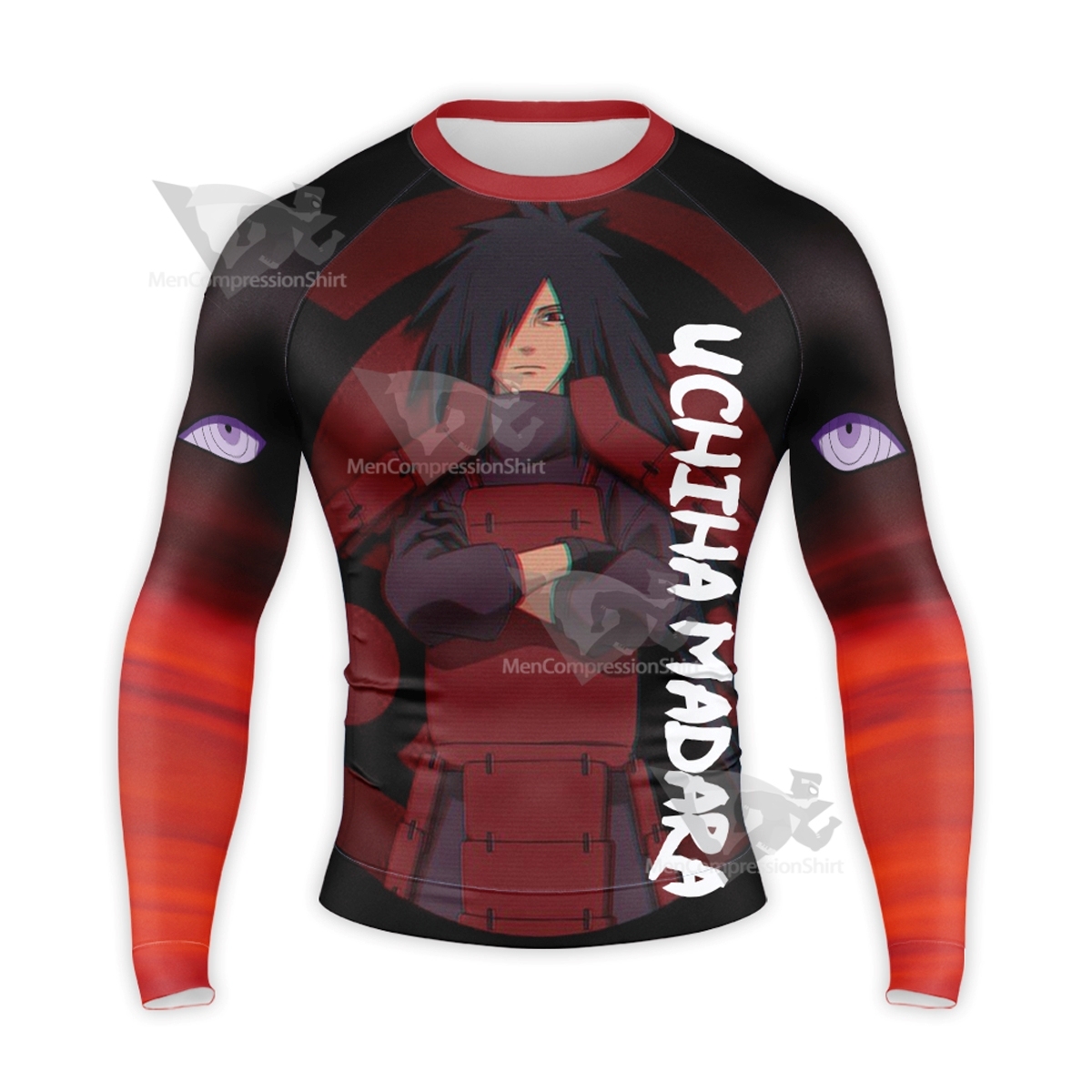 Anime Uchiha Madara Classic Red Long Sleeve Compression Shirt